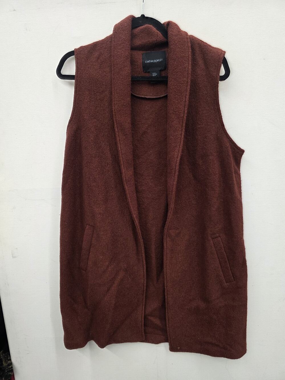 Cynthia Rowley Wool Blend Sweater Vest Lagenlook Size Medium Burnt Orange Rust